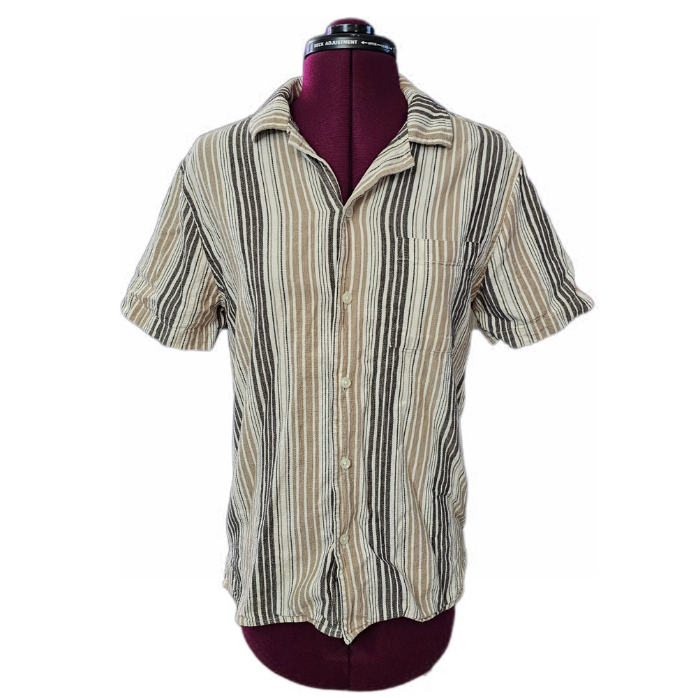 Goodfellow & Co Tan and Black Striped Casual Shirt